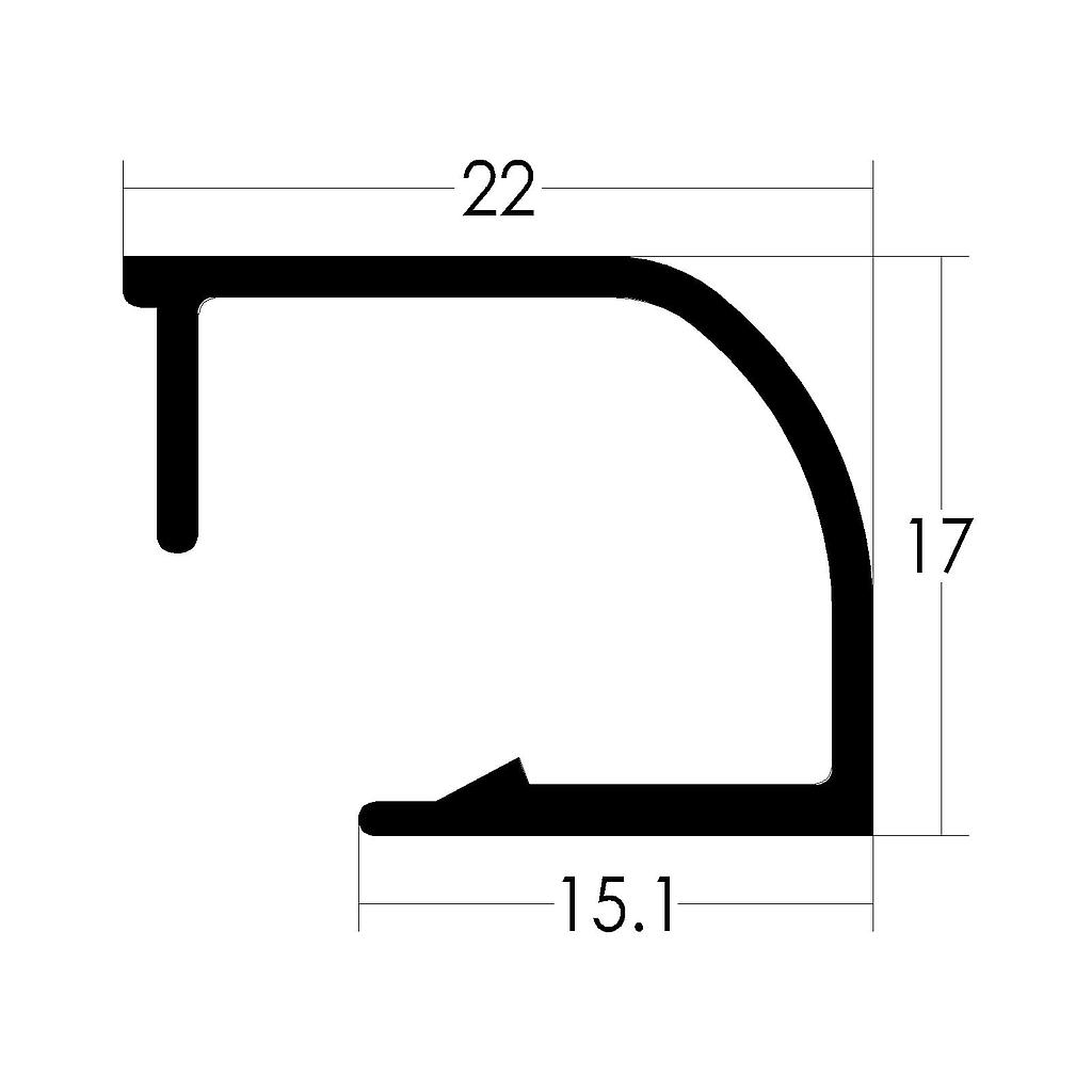 CONTRAVIDRIO CURVO 22mm "TLT" (LM)(LM2)