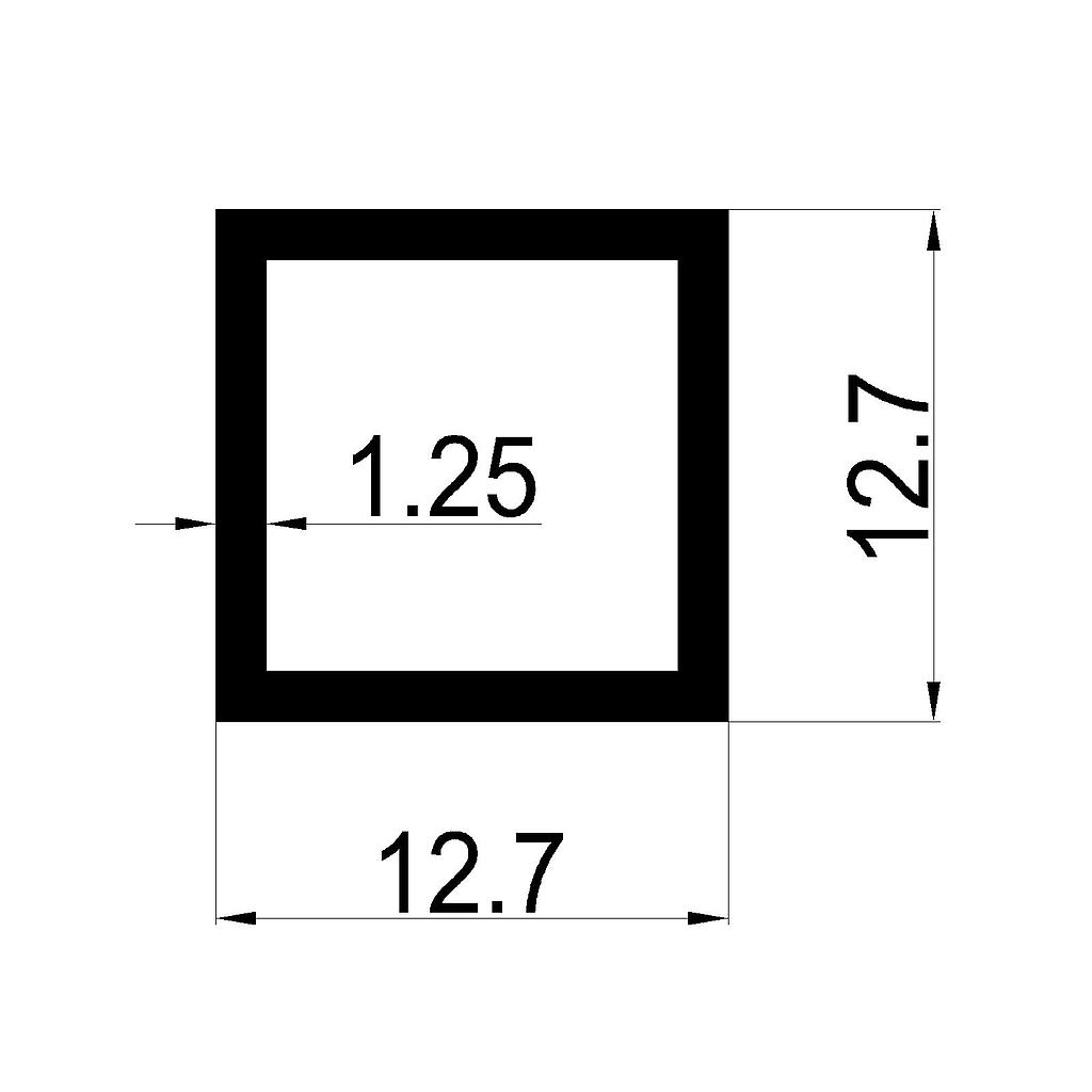 TUBO CUAD.12x1.25mm