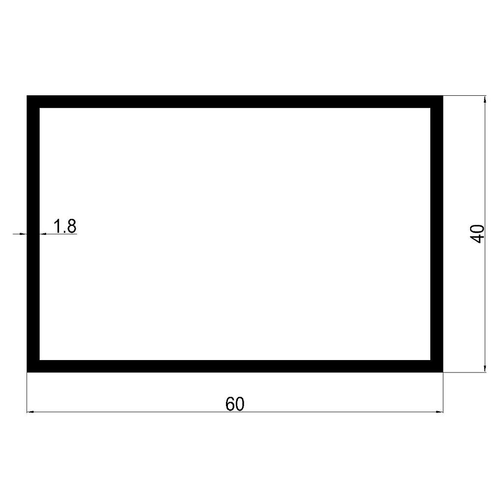 TUBO RECT. 60x40x1.8mm