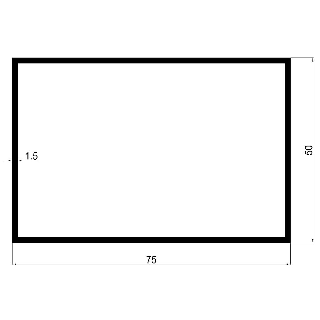 TUBO RECT. 75x50x1.5mm