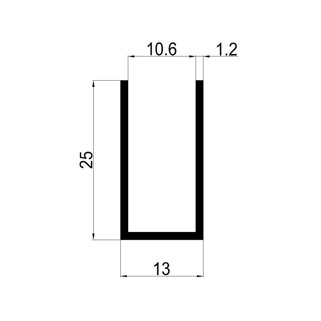 U DE BLINDEX 13x25x1.2mm, 10.6 INTERIOR