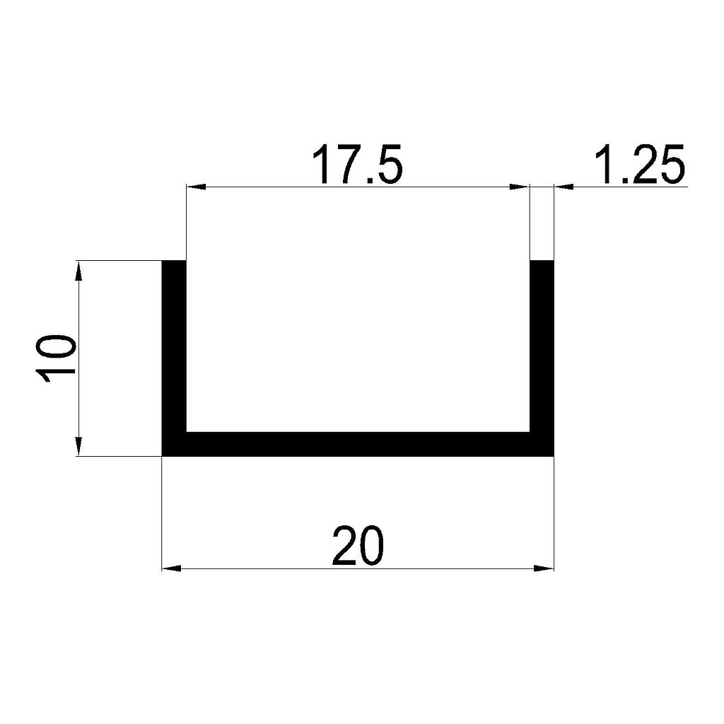 U 20x10x1.25mm, 17.5 INTERIOR