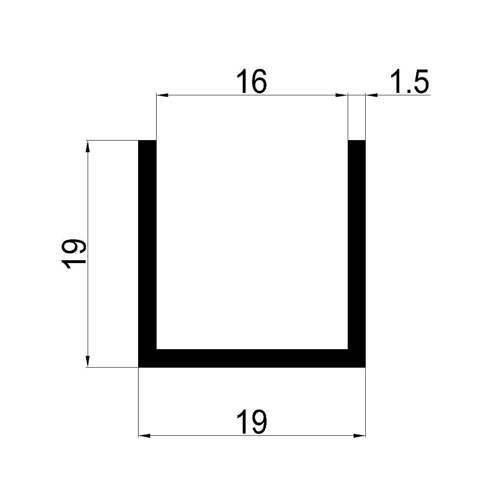 U 19x19x1.5mm