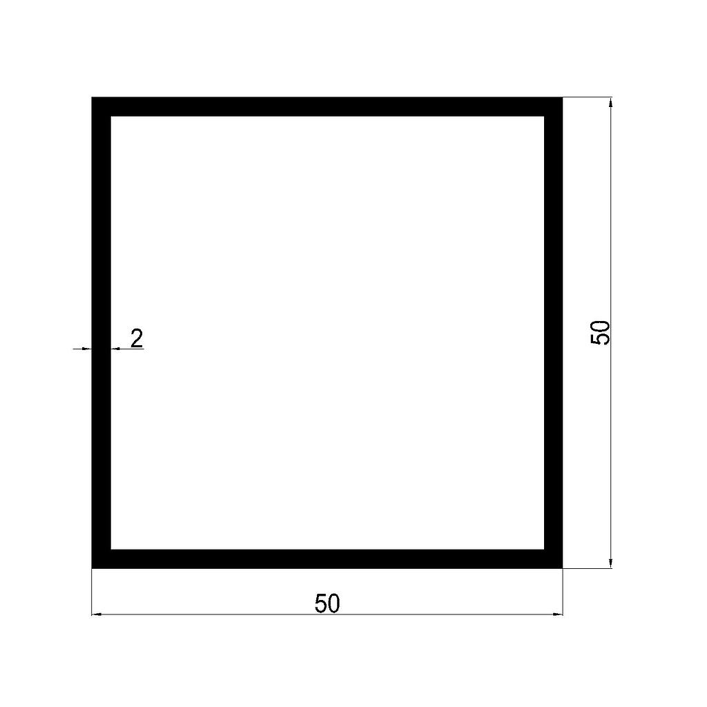 TUBO CUAD. 50x2mm