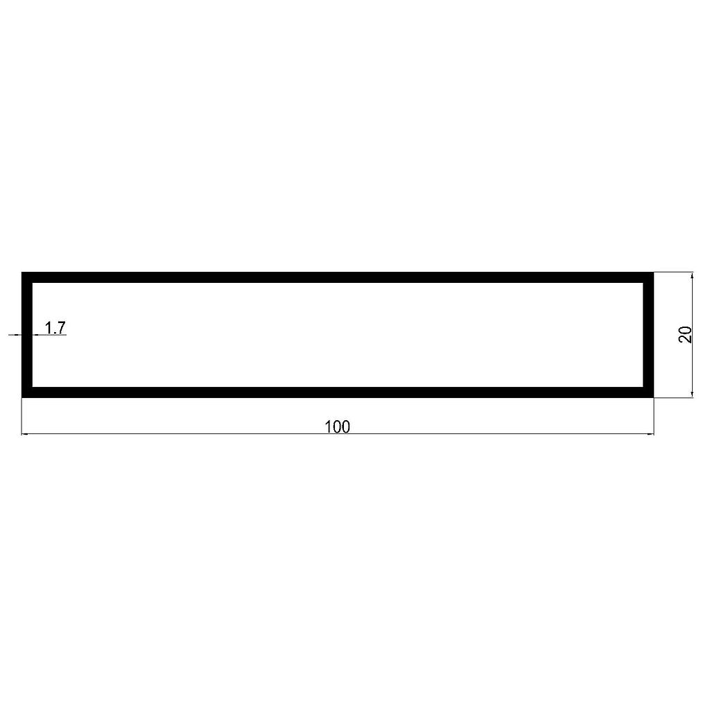 TUBO RECT. 100x20x1.7mm