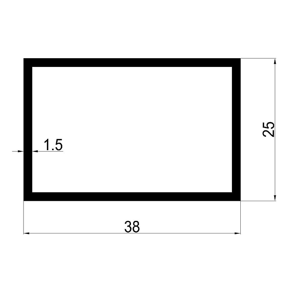 TUBO RECT. 38x25x1.5mm