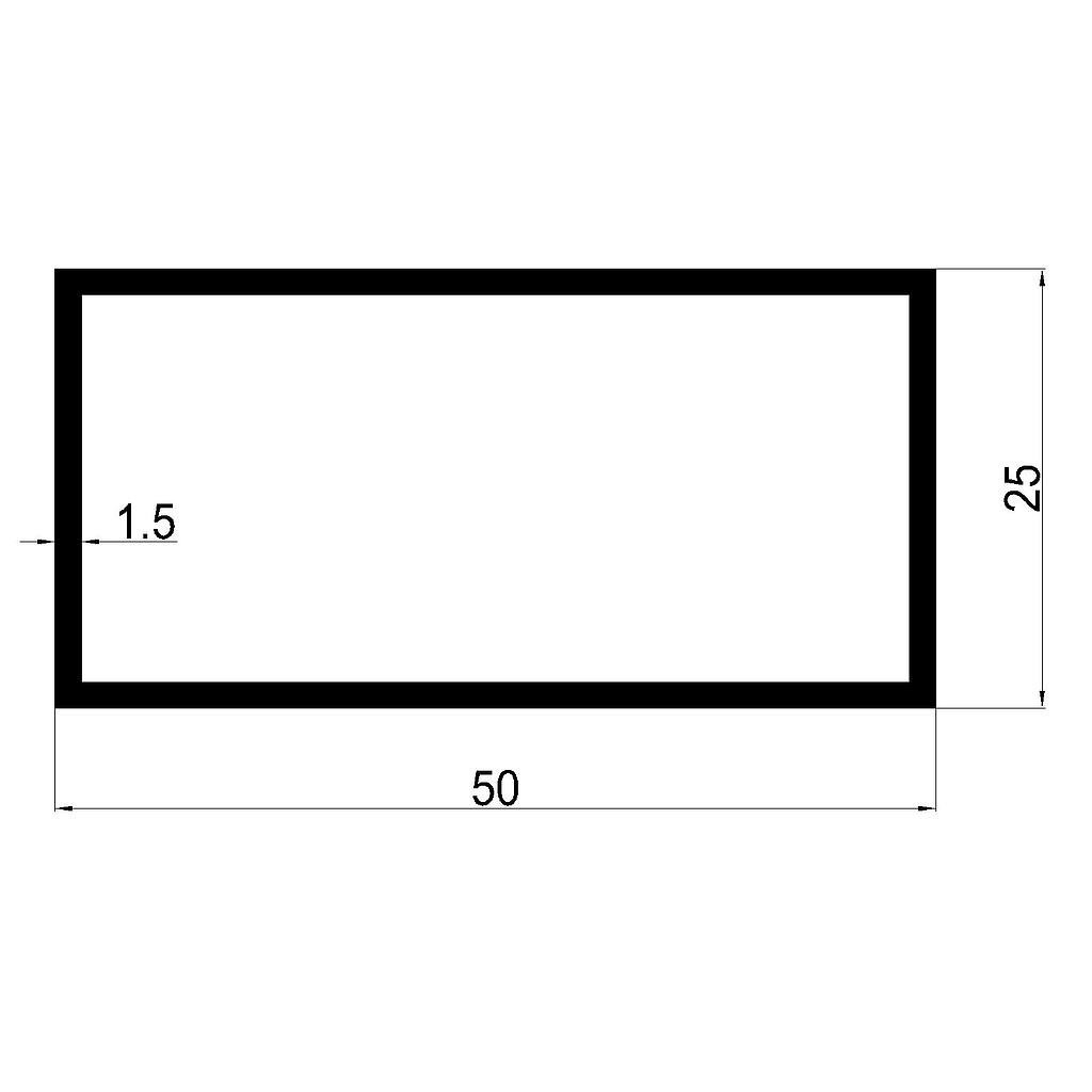 TUBO RECT. 50x25x1.5mm