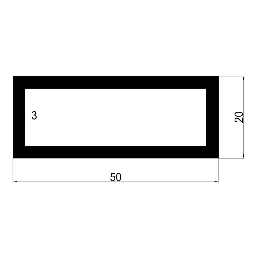 TUBO RECT. 50x20x3mm