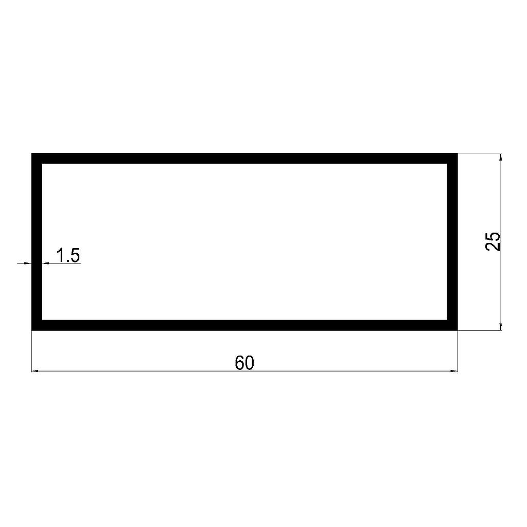 TUBO RECT. 60x25x1.5mm