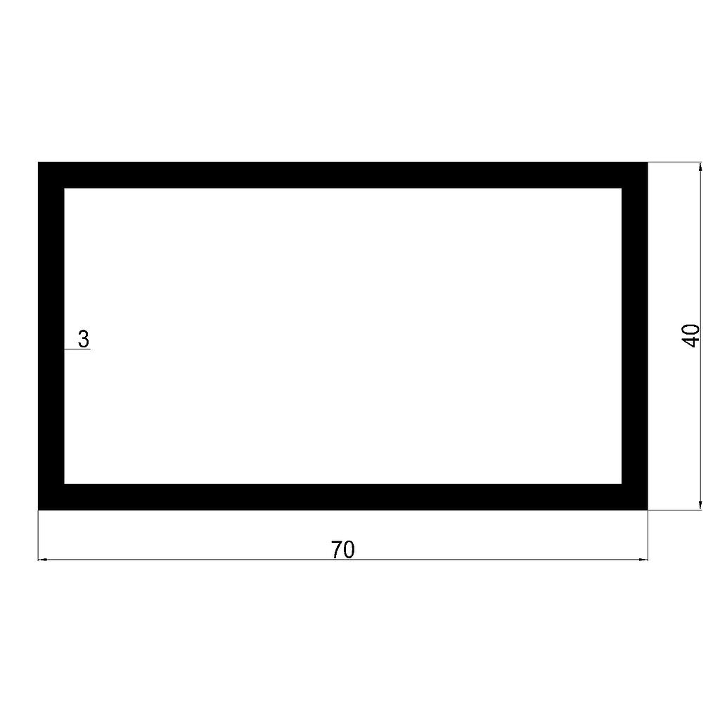 TUBO RECT. 70x40x3mm