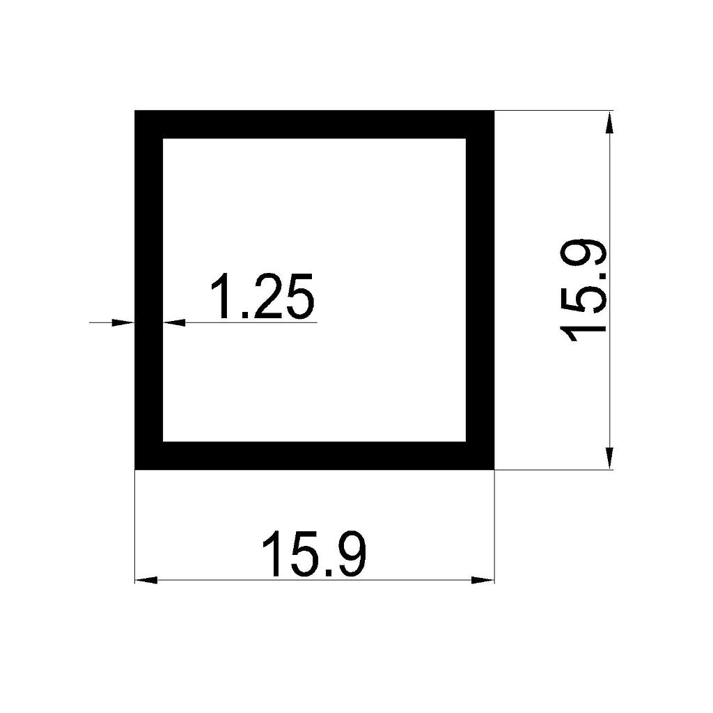 TUBO CUAD. 15.9x1.25mm