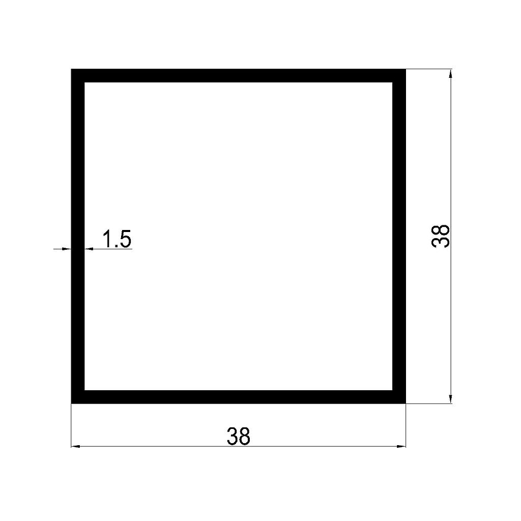 TUBO CUAD. 38.1x1.5mm