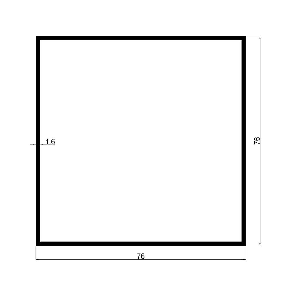 TUBO CUAD. 76x1.6mm