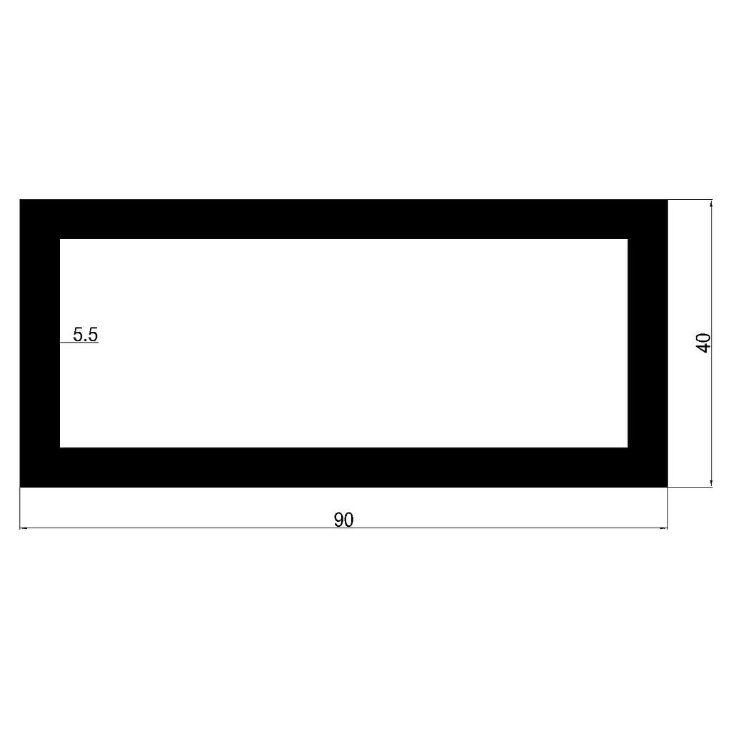 TUBO RECT. 90x40x5.5mm