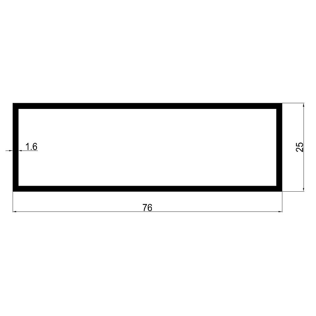 TUBO RECT. 76x25x1.6mm