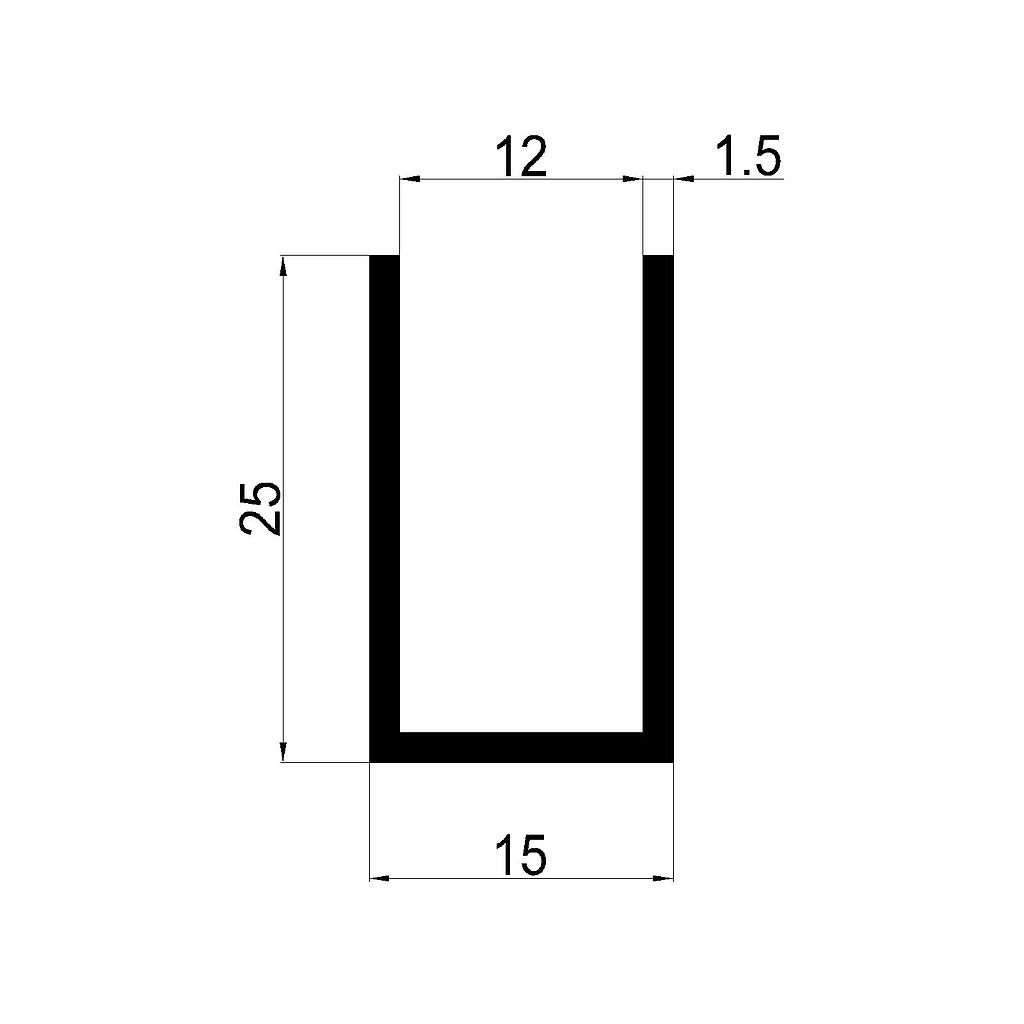 U DE BLINDEX 15x25x1.5mm, 12 INTERIOR