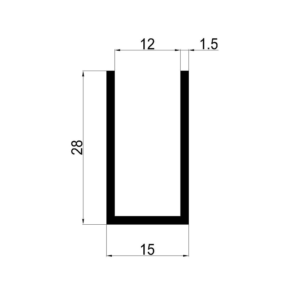 U DE BLINDEX 15x28x1.5mm, 12 INTERIOR