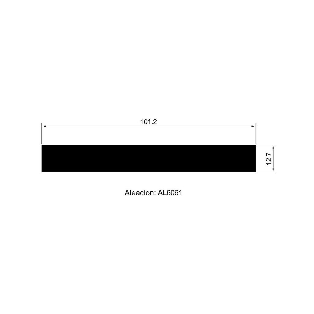 PLANCHUELA 101.2x12.7mm AL6061 L. 3600mm (LI)