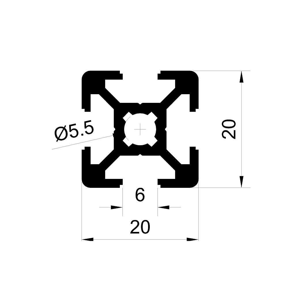 PERFIL BOSCH 20x20mm T-SLOT (LI)