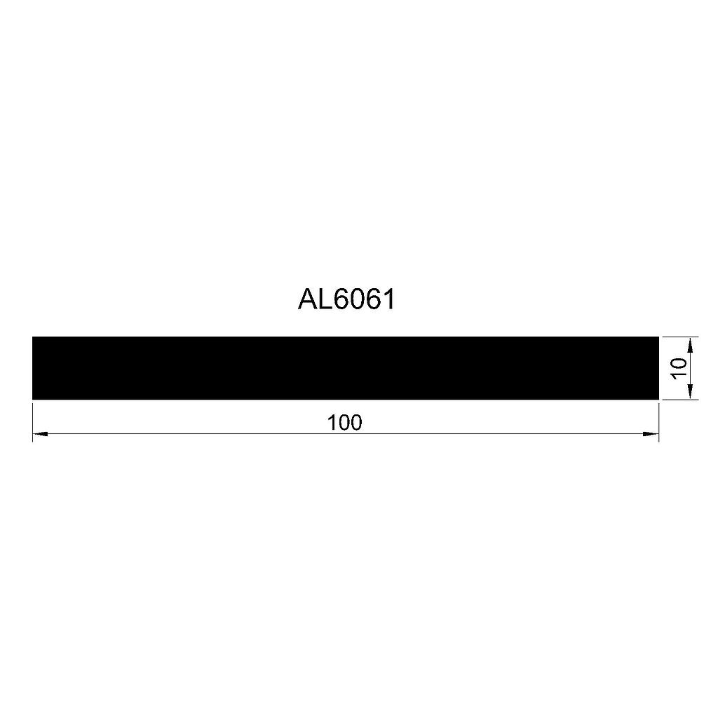 PLANCHUELA 100x10mm AL6061 (LI) L.4300mm