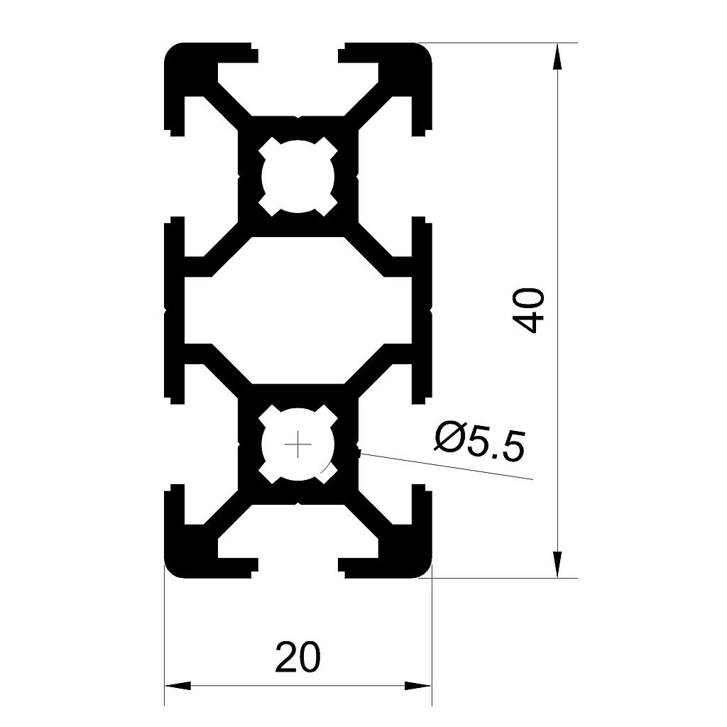 PERFIL BOSCH 20x40mm T-SLOT (LI)