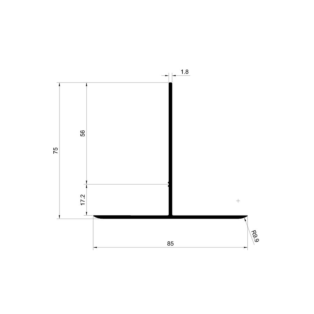 TEE 85x75x1.8mm