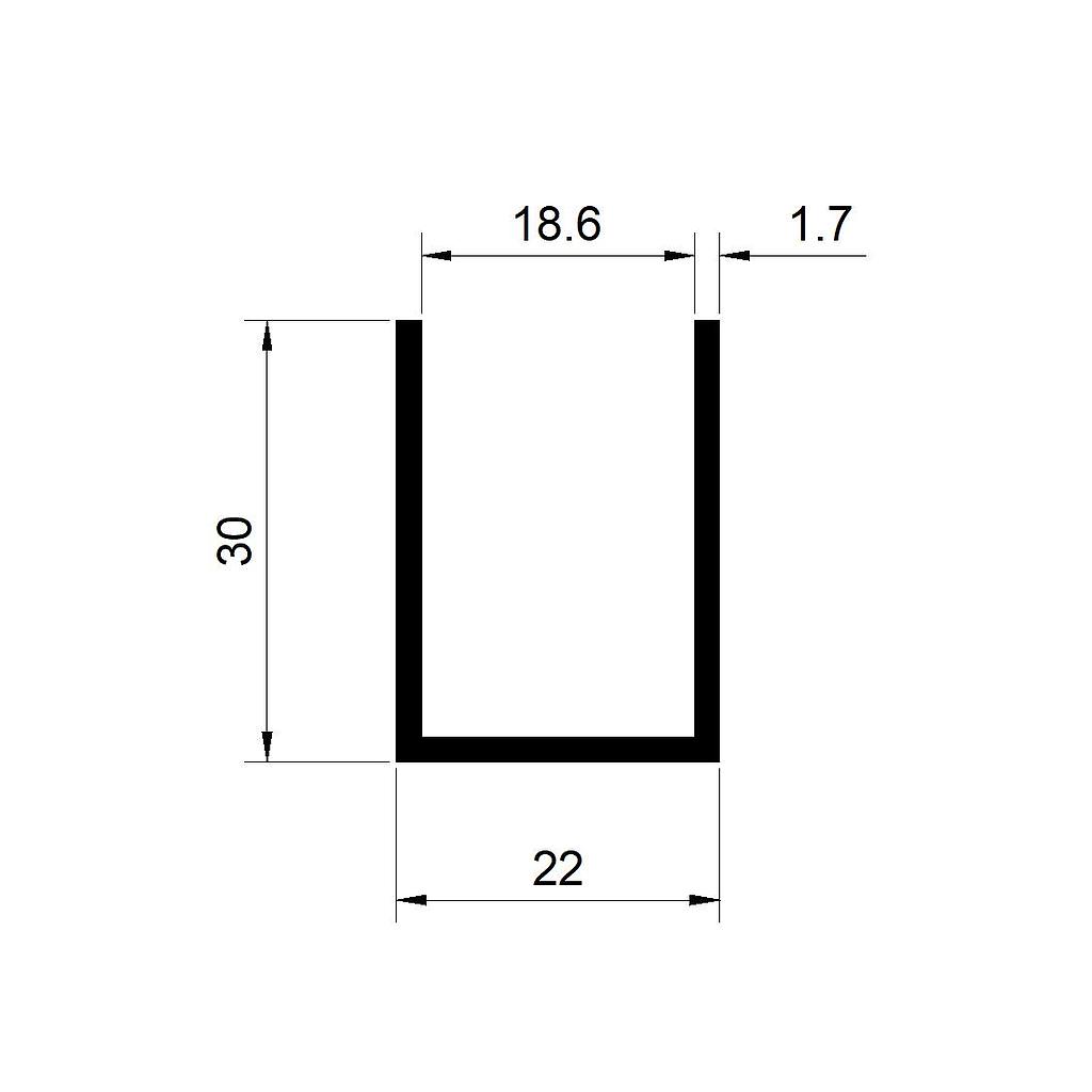 U 22x30x1.7mm, 18.6 INTERIOR L.5500 mm